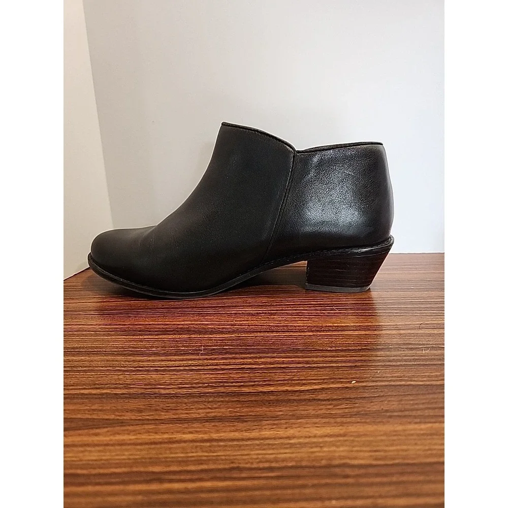 Vionic Jolene Leather Black Ankle Boots US 8 EU 38‎ UK 6